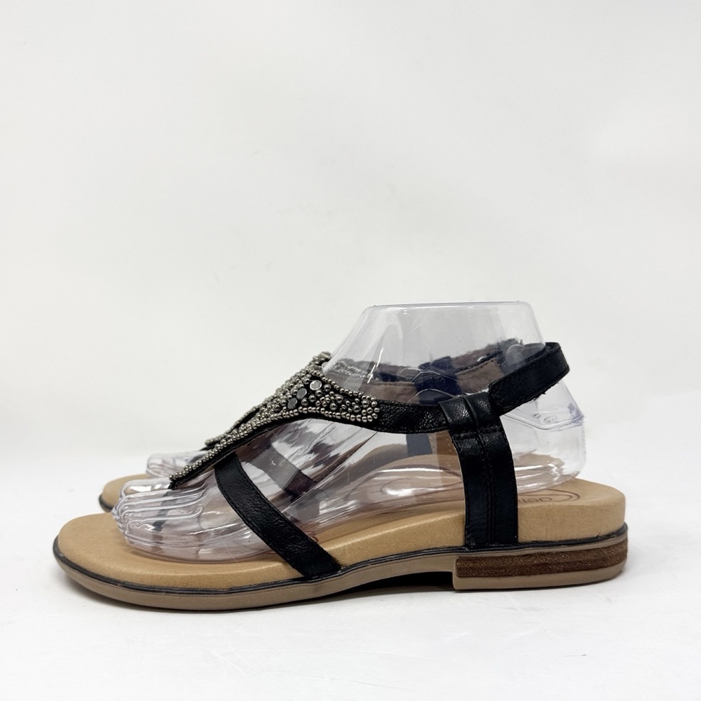 Aetrex Sheila Leather Beaded Sandals Black Silver Size 39 8.5 - Picture 3 of 10